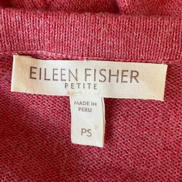 Eileen Fisher Organic Cotton Slouchy Cardigan Button Cowl Neck Barbiecore  -PS - Picture 12 of 14